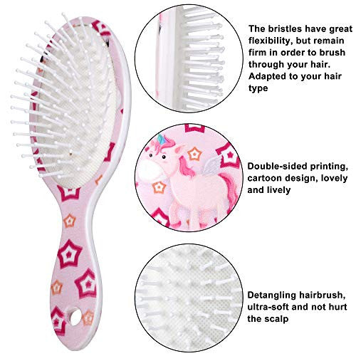 4 Pièces Brosse à Cheveux Licorne Brosse Démêlante avec Poils Souples et Flexibles Peigne de Massage Antistatique Brosse à Cheveux pour Femmes Filles Bouclés Droites Cheveux Longs ou Courts