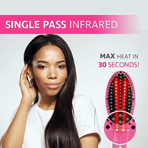 ProCabello Luxury 5500 Ionic Hair Straightener Brush with FRIZZ Free Ceramic Tourmaline Coating | Single Pass Infrared Straightening | Anti-Scald | Auto-Off & Dual Voltage (Pink)