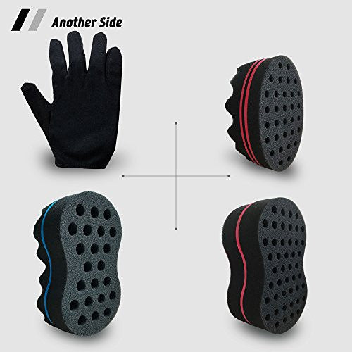 Hair Twist Sponge Big Holes Curl Brush Double Sided Wave Sponge Men and Women Hair Care Tool Kit Tutorial For Dreads Locking Twist Afro Curling Coils (Set of 4)
