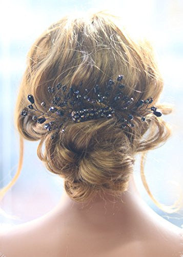 Missgrace Women Black Crystal Hair Comb Special Occasion Headpiece Black Women Hair Accessories