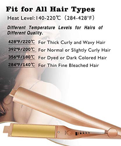 Hair Straightener 2-in-1 Twist Straightening Curling Iron 1inch Titanium-Plated 4 Temperature Settings 284-428°F 110-240V Case Gold