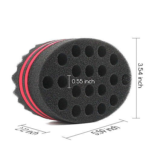 HALLO – brosse à cheveux à gros trous, éponge torsadée, outil de barbier pour dreads, Afro Locs, bobine de boucles torsadées, noir (4 paquets)