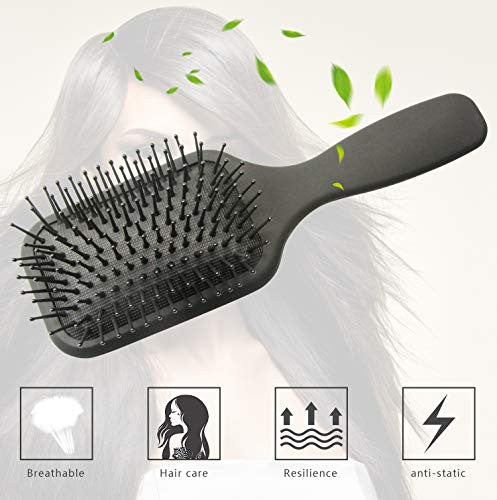 Lot de 2 brosses à cheveux, brosse démêlante et demi-radiale à 9 rangées, chargée ionique, ensemble de brosses à cheveux styler pour hommes et femmes, idéales sur cheveux mouillés ou secs
