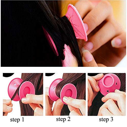 40 Pcs Magic Hair Rollers, 20 Large and 20 Small Pink Silicone Hair Curlers for Girls