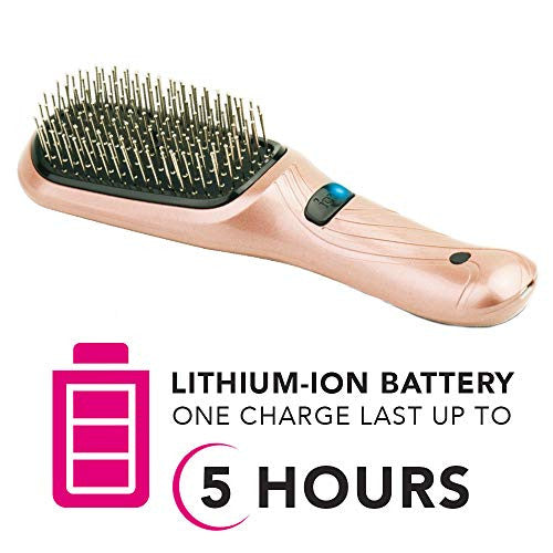 Brookdale Brosse à cheveux ionique – Brosse de massage vibrante pour cuir chevelu – Peigne électrique antistatique portable pour cheveux anti-frisottis, doux, sains et brillants