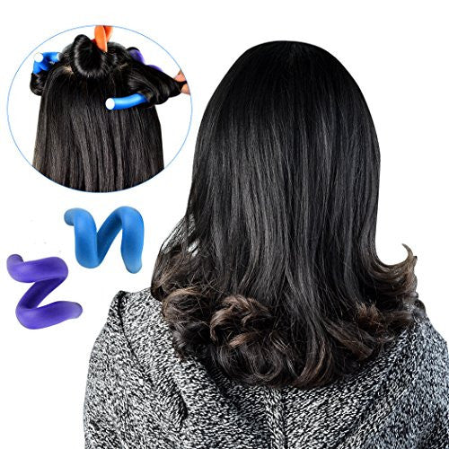 Yookat Lot de 42 rouleaux à friser Twist-flex de 23 cm en 7 tailles, outils de coiffure souples et flexibles, sans danger pour cheveux secs/humides, cadeau de fête des mères