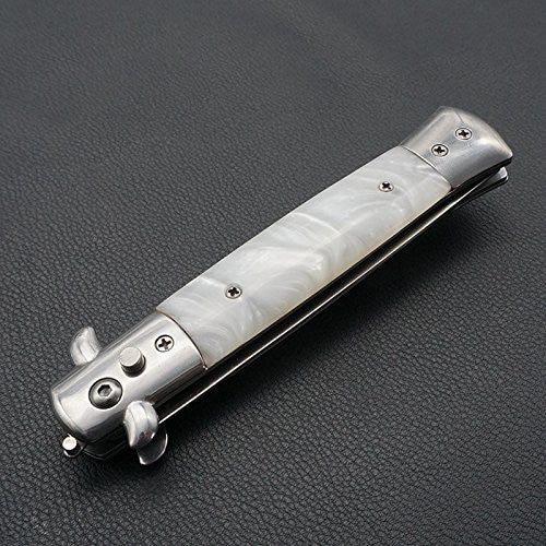 Le Fu Li Pocket Folding Flick Peigne à cheveux pour barbe, moustache, poignée en perle noire ~ Mens Pocket Comb brosse à ressort en acier inoxydable