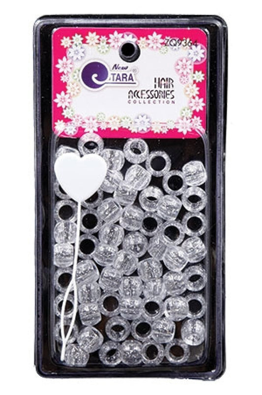 Tara Beads 9364(L) Clear. Sliver Glitter 60/pk -pc