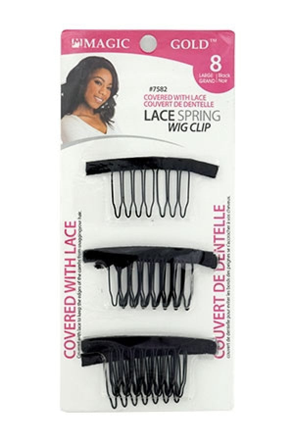 Magic Gold-7582 Lace spring Wig Clip -Large (8 pcs/pk)-dz