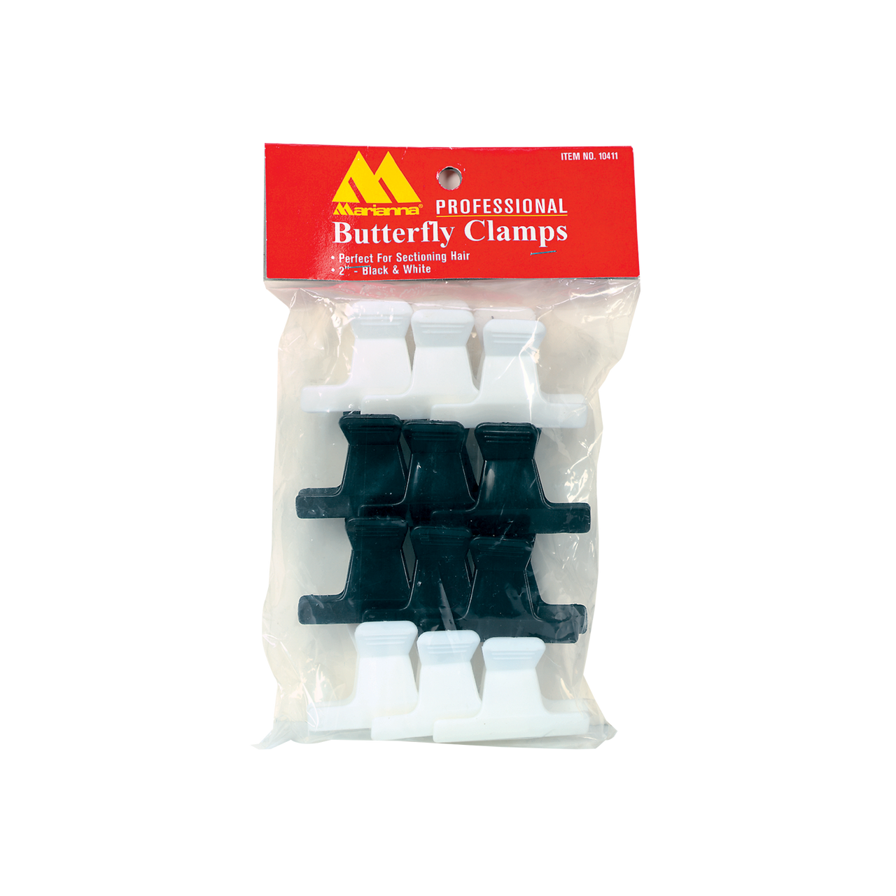 Marianna Black/White Butterfly Jaw Clamps - 2 Inch 12 Count