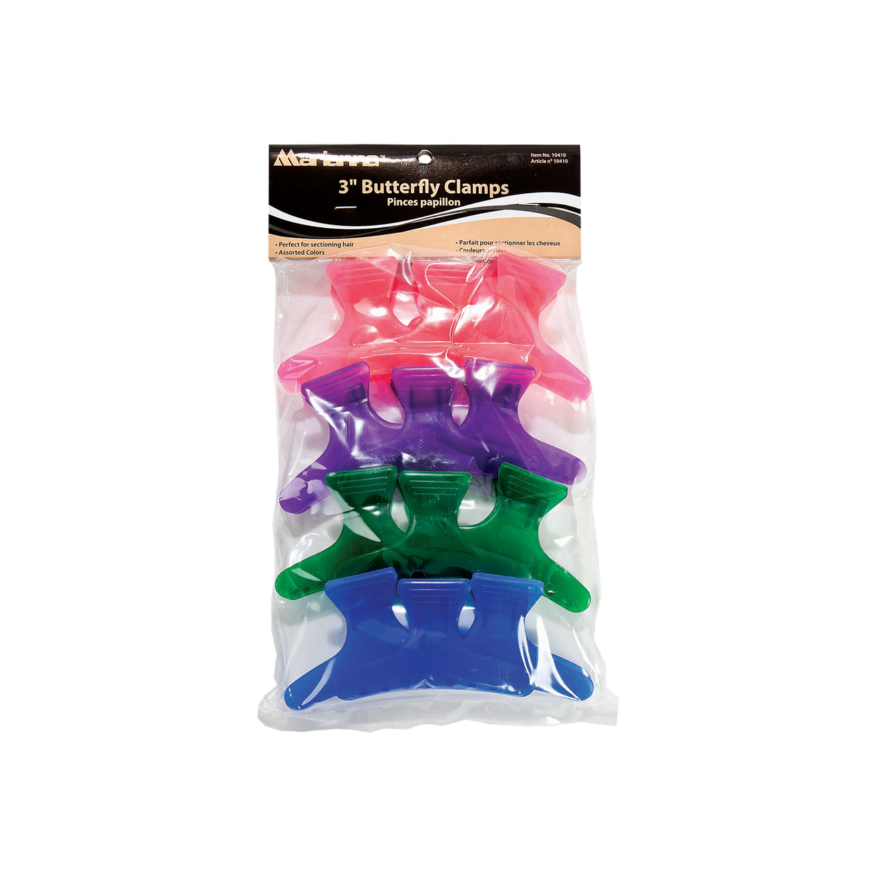 Marianna Assorted Colors 3" Butterfly Jaw Clamps 12 Count