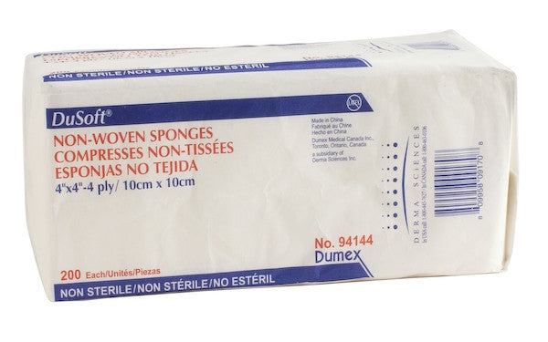 DuSoft Non-Woven Sponges 4"x4" 4 Ply, 200 ct. - 94144