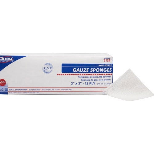 Dukal Non-Sterile Gauze Sponges 3"x3" 12-Fly 200ct.