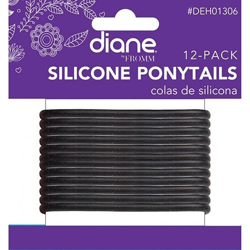 Diane Silicone Ponytails 12- pack Black