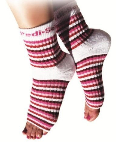 Original Pedi-Sox White/Multi-Pink Stripes PS-111