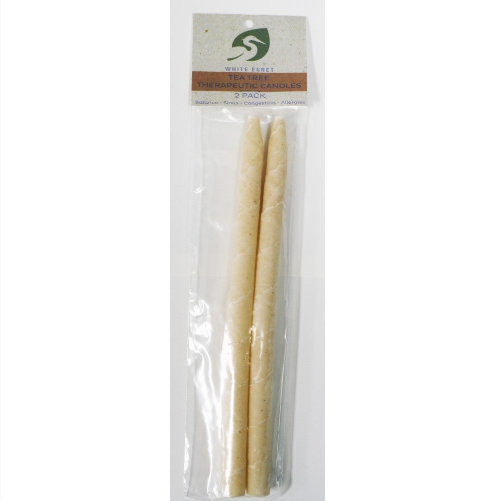 White Egret Tea Tree Therap. Candles 1/2", 2PK TEA2PK