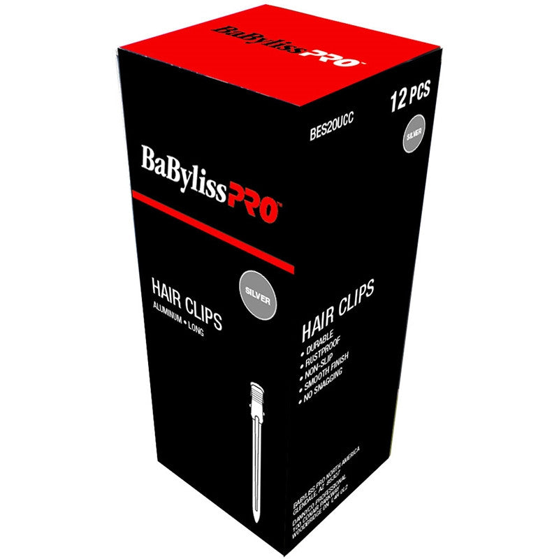 BaBylissPRO - Long Aluminum Hair Clips - 12/box