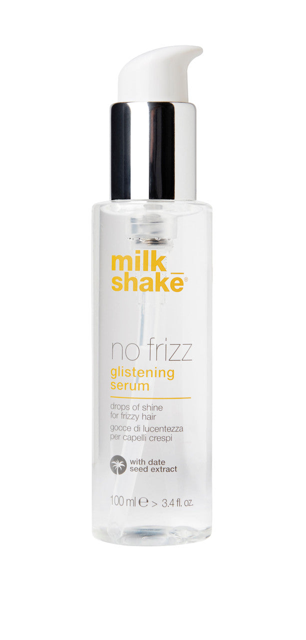 milk_shake glistening serum, a truly versatile product made with natural oils and vitamins, can be used before and after hair styling to eliminate frizz, leaving hair looking and feeling healthy all day long. milk_shake glistening serum smooths hair cuticles and adds extreme softness and manageability. Hair’s optimum internal hydration balance is maintained, leaving it shiny and easy to comb.
Use: Rub a few drops in your palms and apply on hair before or after styling.