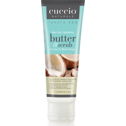 Cuccio Non-Oily Butter & Scrub 4oz Coconut&White Ginger 3386