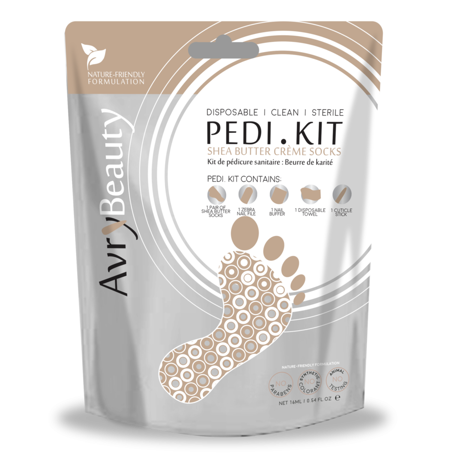 AvryBeauty Pedi Kit W/Shea Butter Socks AK005SHEA-P 00736