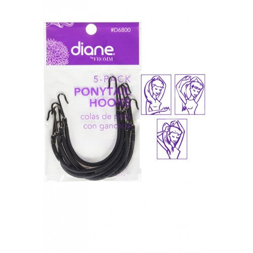 Fromm Black Ponytail Elastics With Hooks 5pk