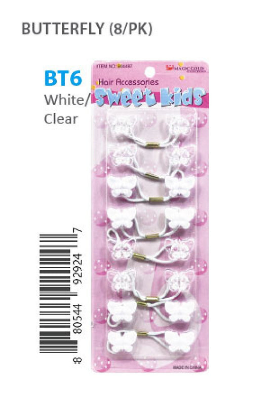 Magic Gold Bubble Butterflies BT6 White/Clear 8/pk -pc