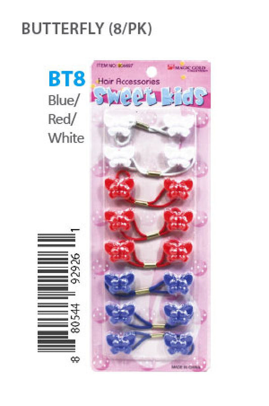 Magic Gold Bubble Butterflies BT8 Blue/Red/White 8/pk -pc
