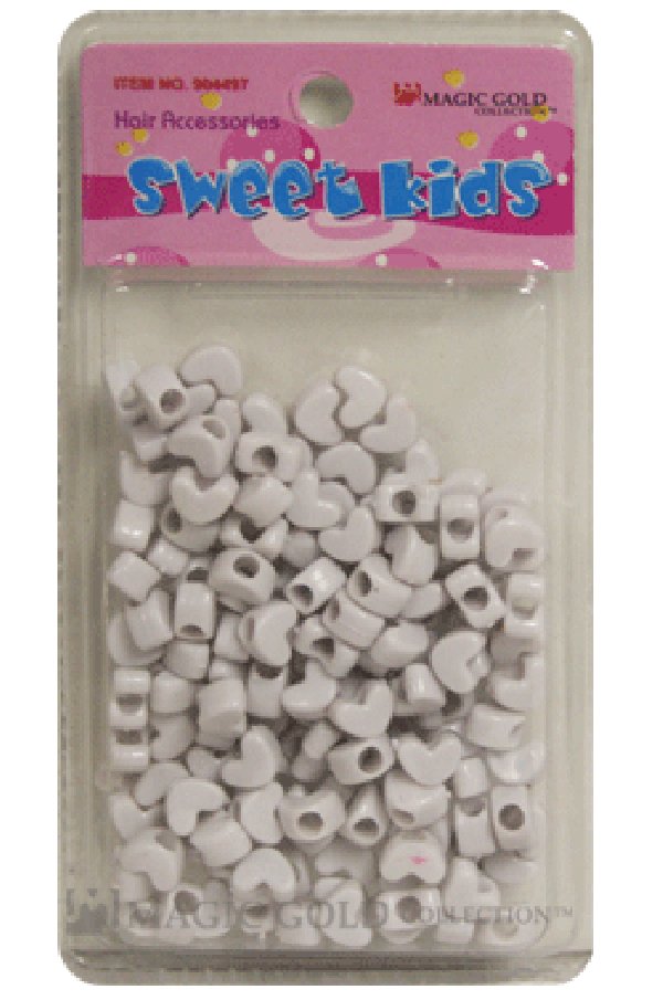 Magic Gold Plastic Bead Heart 1650 White - pc