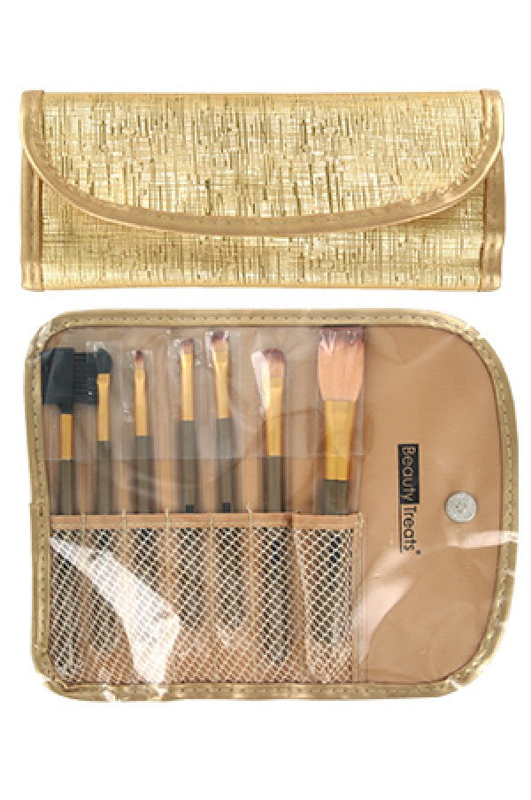 BTS146-68 7pc Brush Set in Pouch_Metal Gold