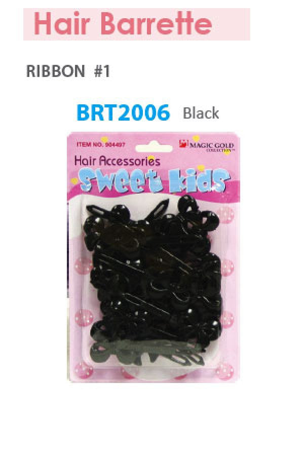 Magic Gold Barrette Ribbon 1 Black BRT2006 -pc