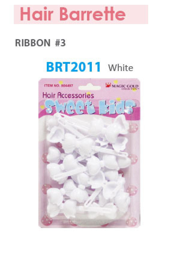 Magic Gold Barrette Ribbon 3 White BRT2011 -pc