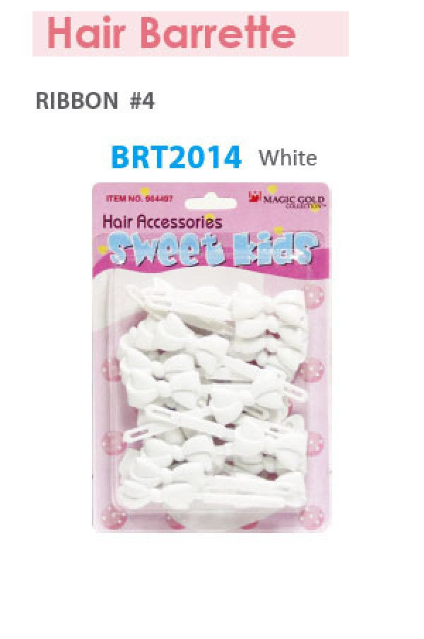 Magic Gold Barrette Ribbon 4 White BRT2014 -pc