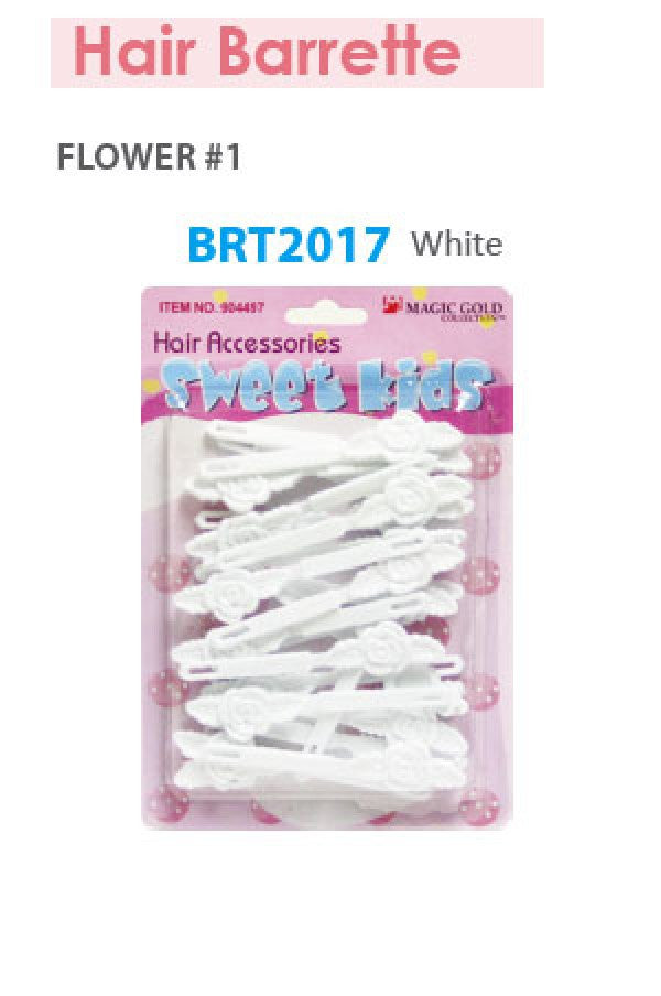 Magic Gold Barrette Flower 1 White BRT2017 -pc
