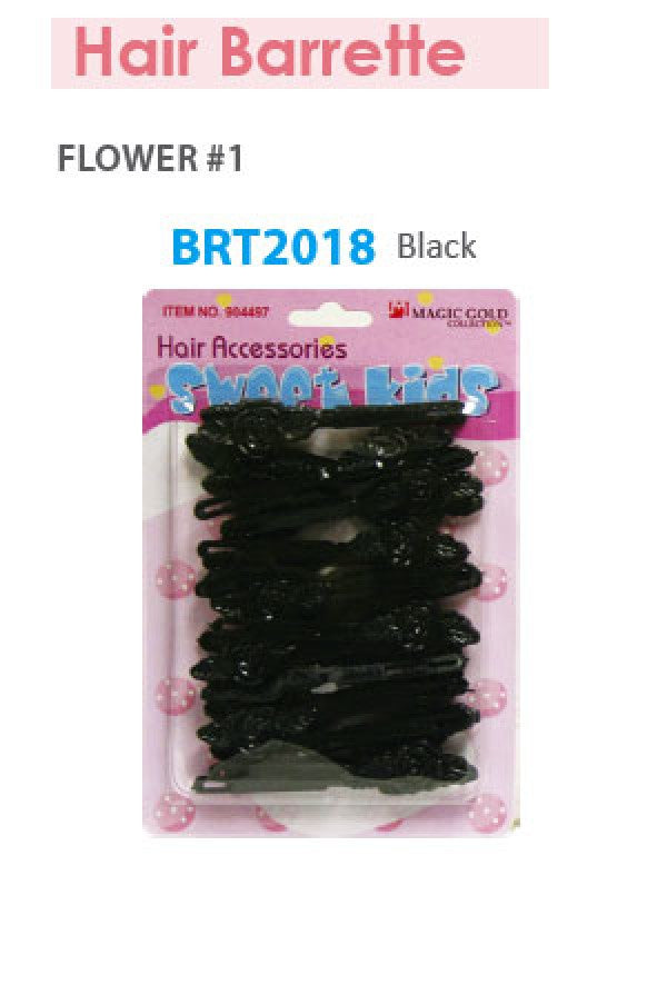 Magic Gold Barrette Flower 1 Black BRT2018 -pc