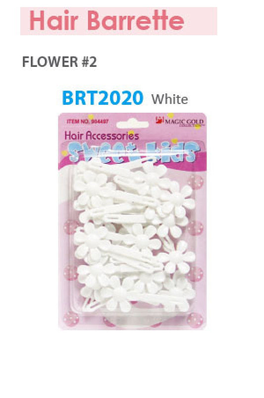 Magic Gold Barrette Flower 2 White BRT2020 -pc