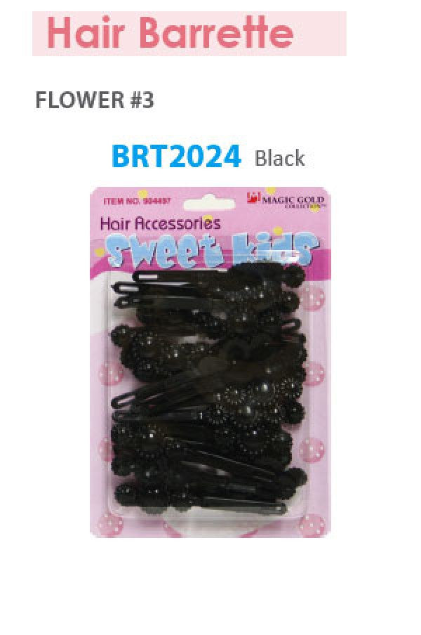 Magic Gold Barrette Flower 3 Black BRT2024 -pc