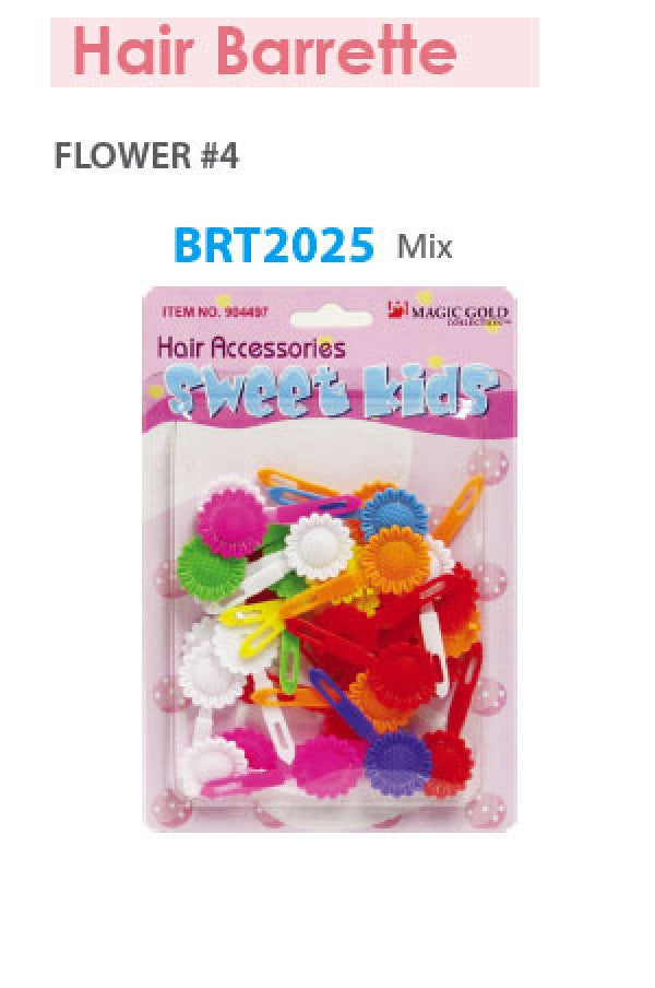 Magic Gold Barrette Flower 4 Mix BRT2025 -pc