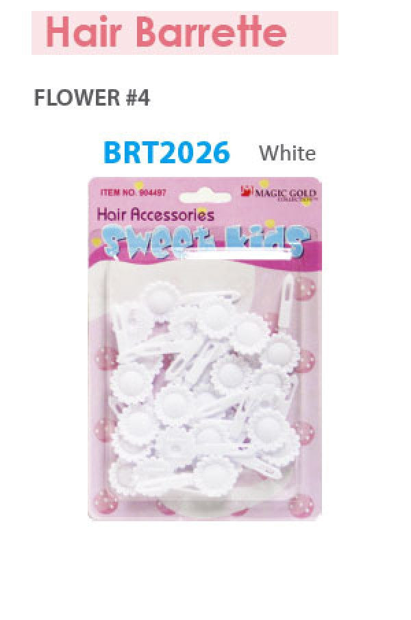 Magic Gold Barrette Flower 4 White BRT2026 -pc