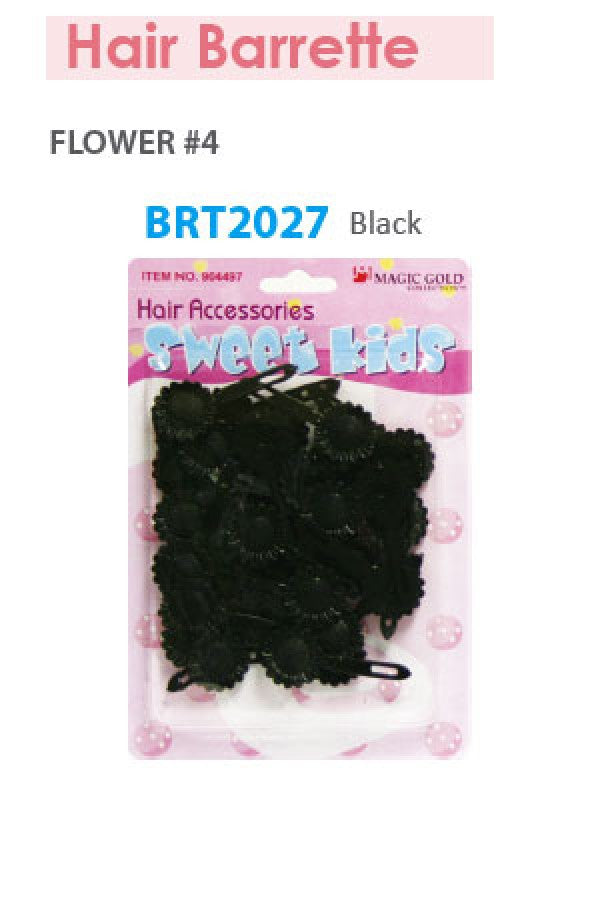 Magic Gold Barrette Flower 4 Black 36pcs BRT2027 -pc