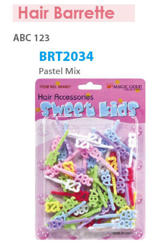 Magic Gold Barrette ABC123 Pastel Mix BRT2034 -pc