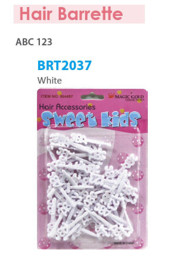 Magic Gold Barrette ABC123 White BRT2037 -pc