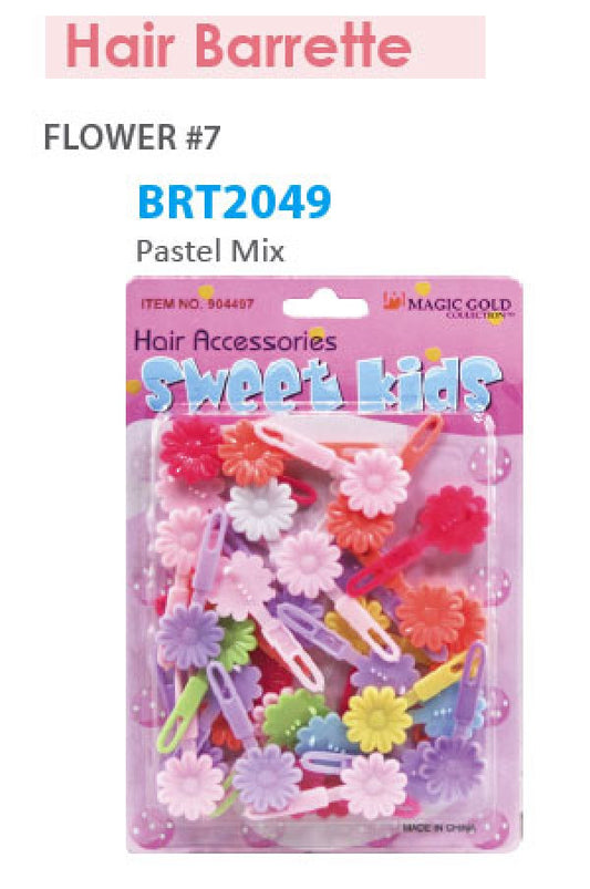 Magic Gold Barrette Flower 7 Pastel Mix 36pcs BRT2049 -pc