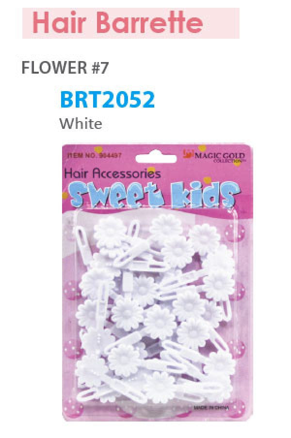 Magic Gold Barrette Flower 7 White BRT2052 -pc