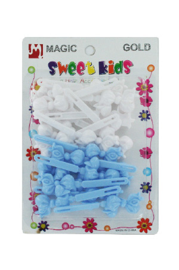 Magic Gold-BRT5123 Barrette Bowknot L.Blue/White -pc