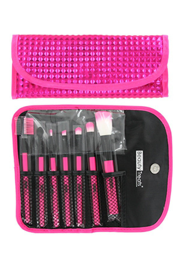 BTS148-70 7pc Brush Set in Pouch_Pink Pyramid