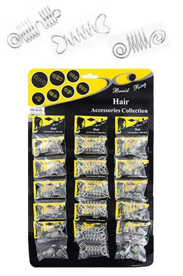 CTS1 Silver(Heart & Coil) Hair & Nail Ring Bead 18/pk - pk