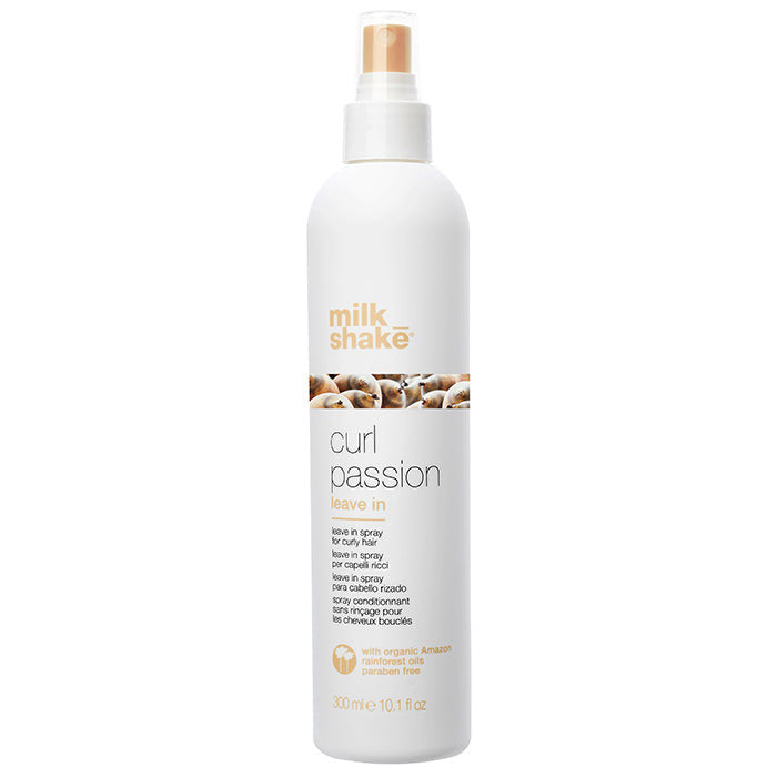 milk_shake® curl passion leave in is paraben free leave in spray for curly hair. Provides softness and manageability. Makes curls bouncy, flexible and long-lasting. Contains organic pracaxi and babassu oils, milk proteins, fruit extracts, Integrity 41® and quinoa proteins.
Use: distribute evenly over clean, damp hair and proceed with styling