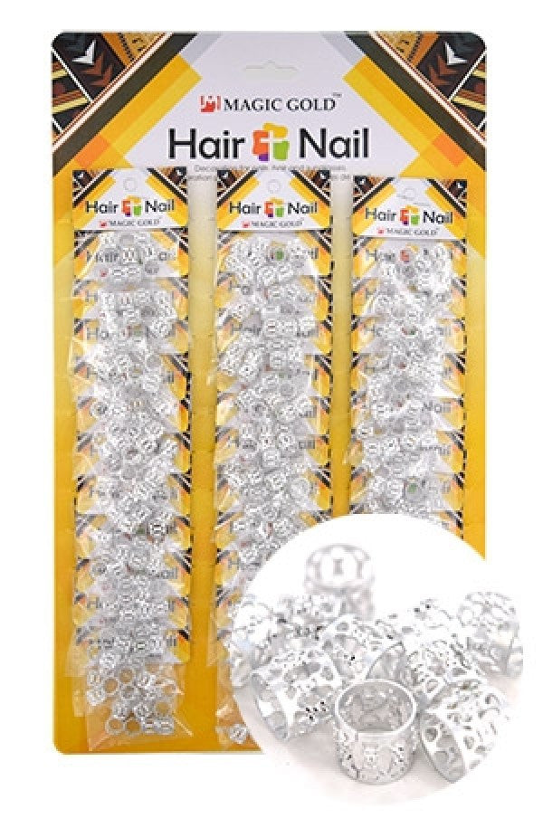 CX7201 Silver Hair & Nail Ring Bead 36/pk-pk