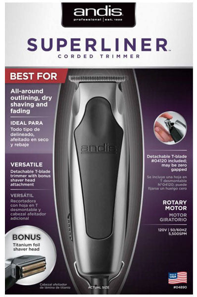 ANDIS SuperLiner Trimmer (Silver) with Bonus Shaver Head
