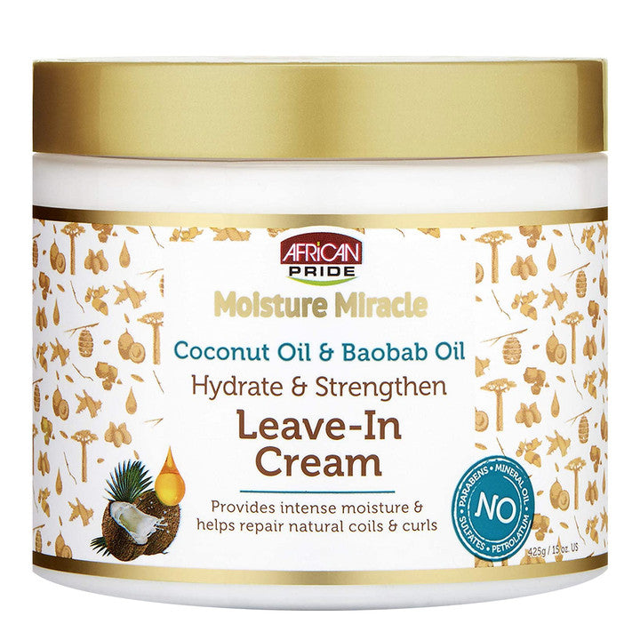 AFRICAN PRIDE Moisture Miracle Coconut&Baobab Oil Leave In Cream (15oz)